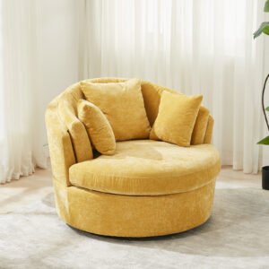 Oversized Upholstered Swivel Barrel Chair