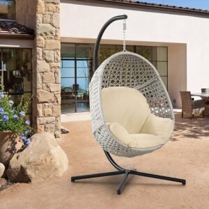 Wicker Hanging Egg Chair with Stand
