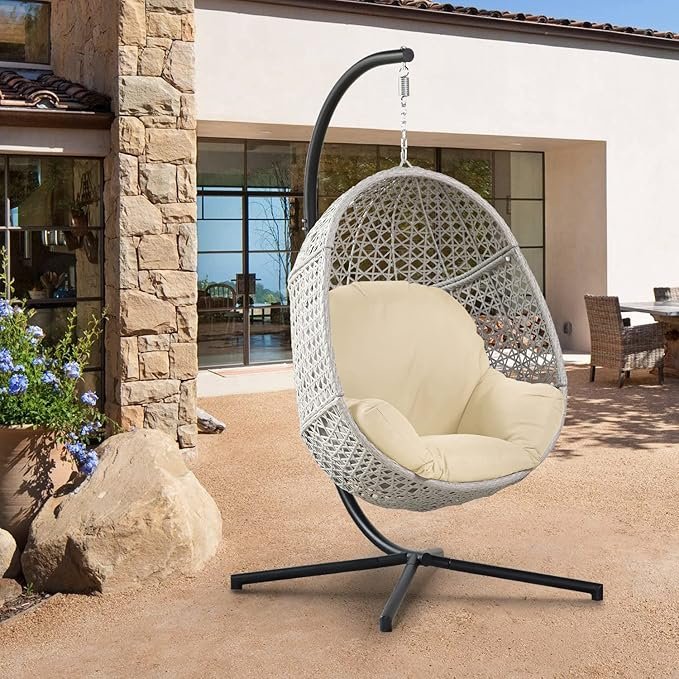 Wicker Hanging Egg Chair with Stand