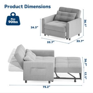 Three-in-One Convertible Sleeper Chair