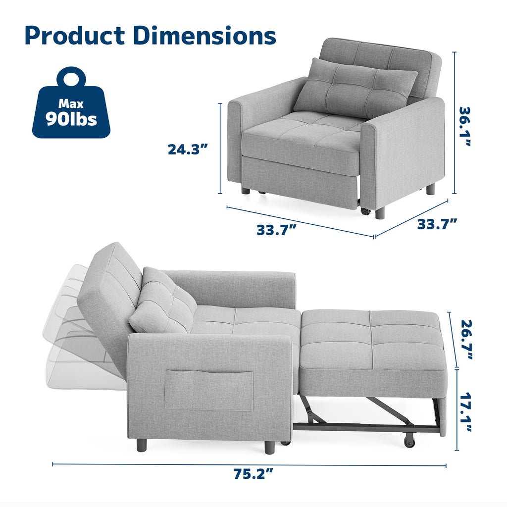 Three-in-One Convertible Sleeper Chair
